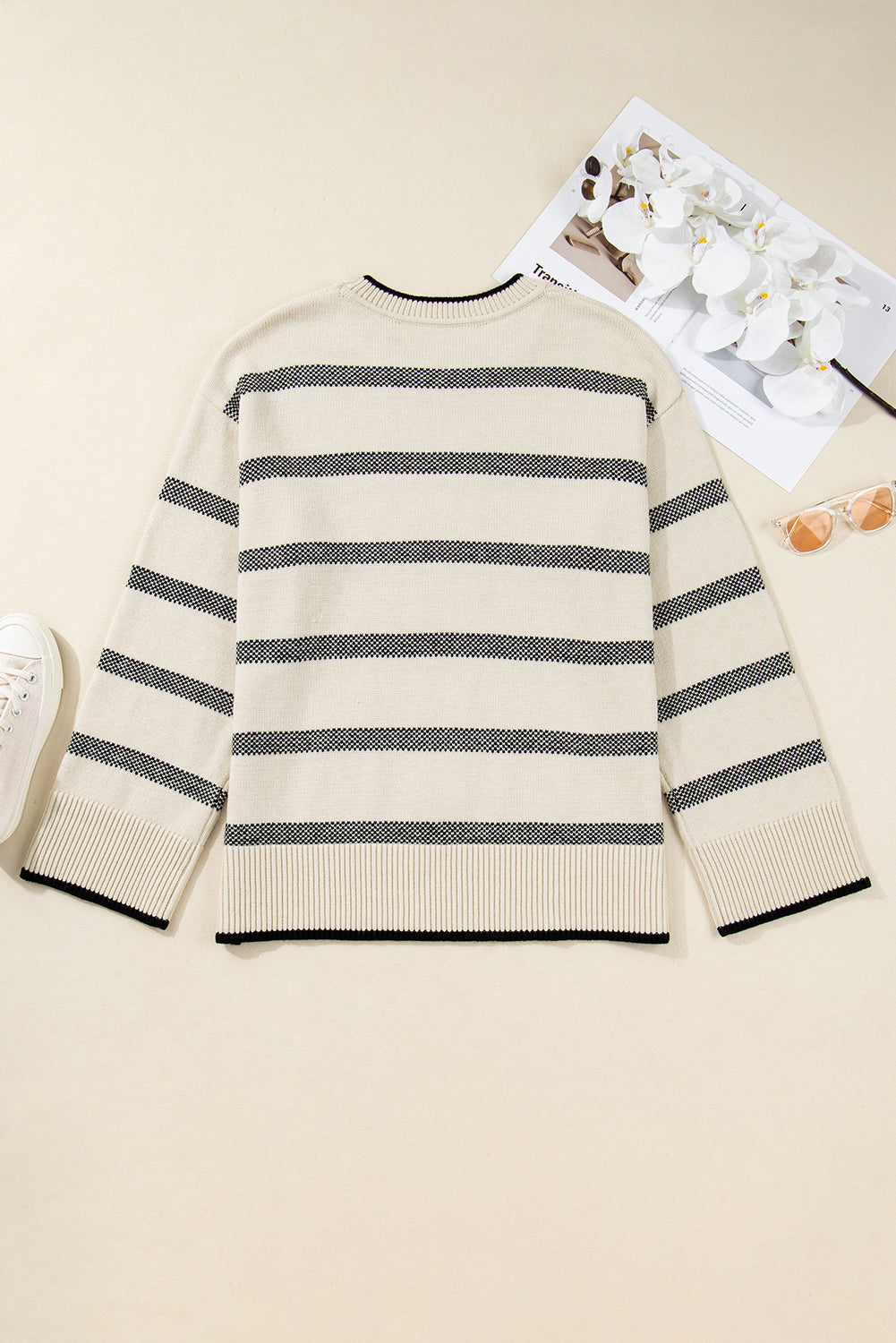 The Thea Stripe Wide Sleeve Sweater