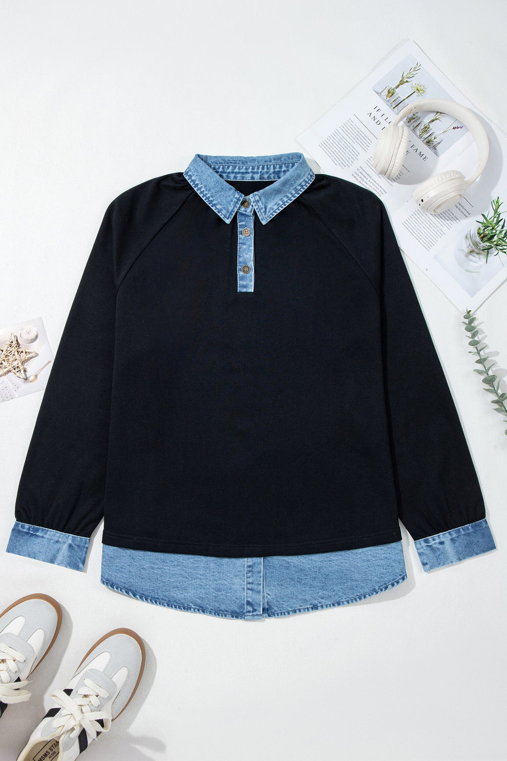 The Hadley Denim Detail Top