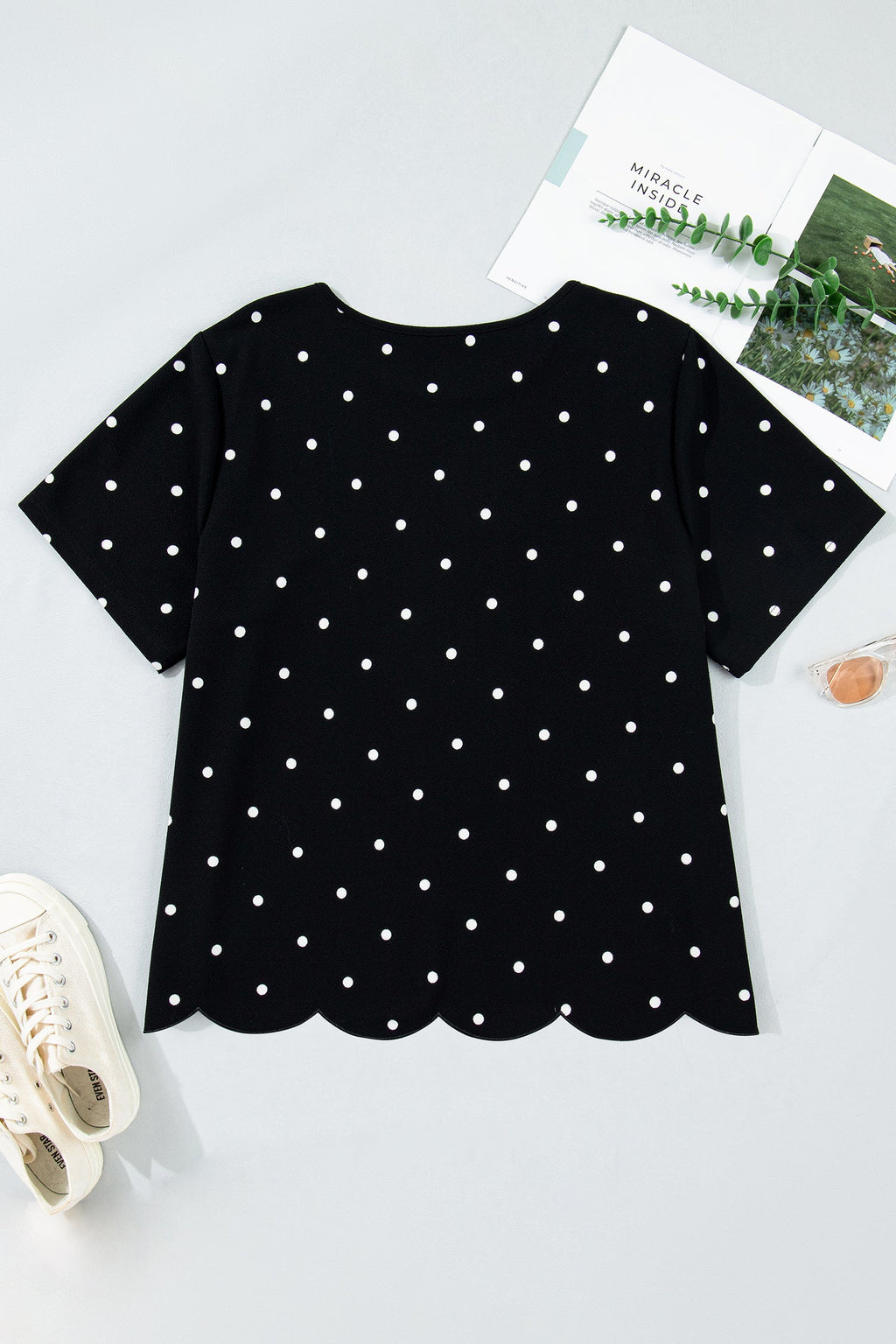 The Lila Jane Polka Dot Scallop Top