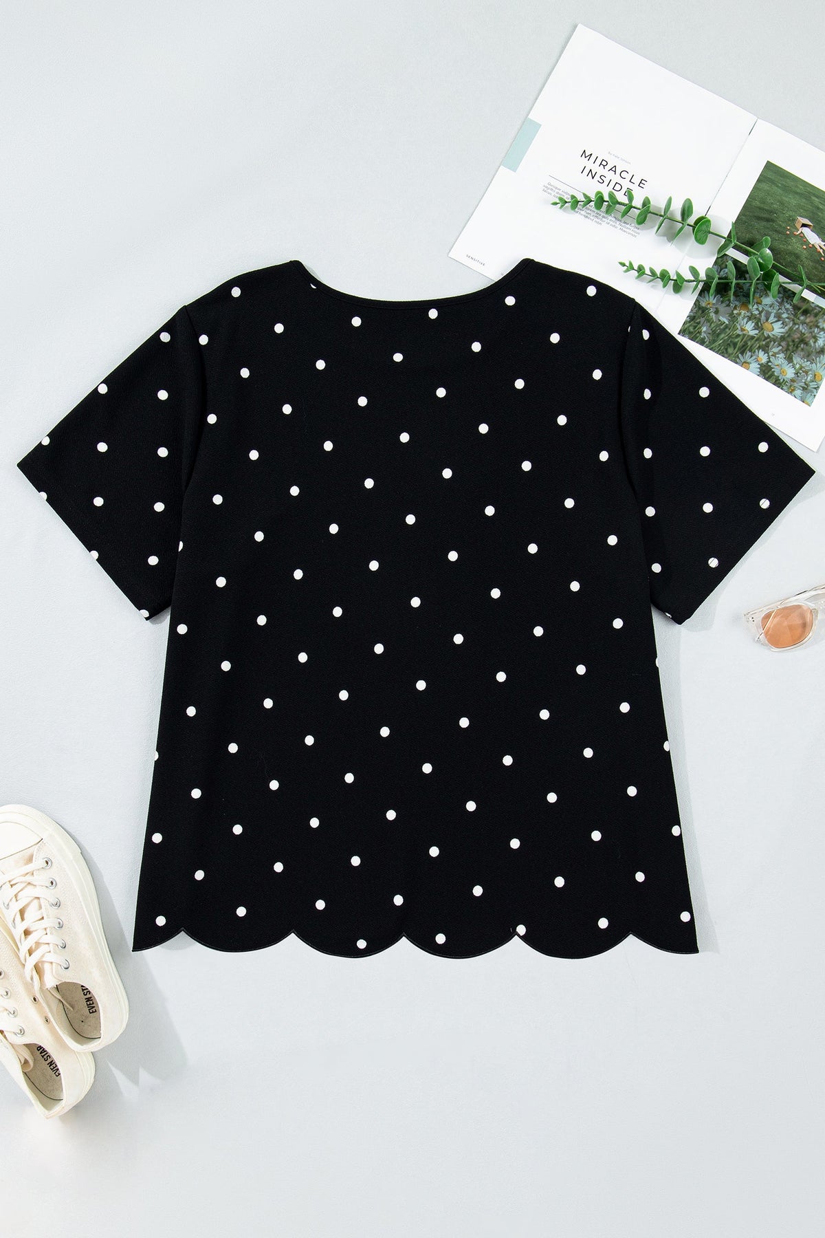 The Lila Jane Polka Dot Scallop Top
