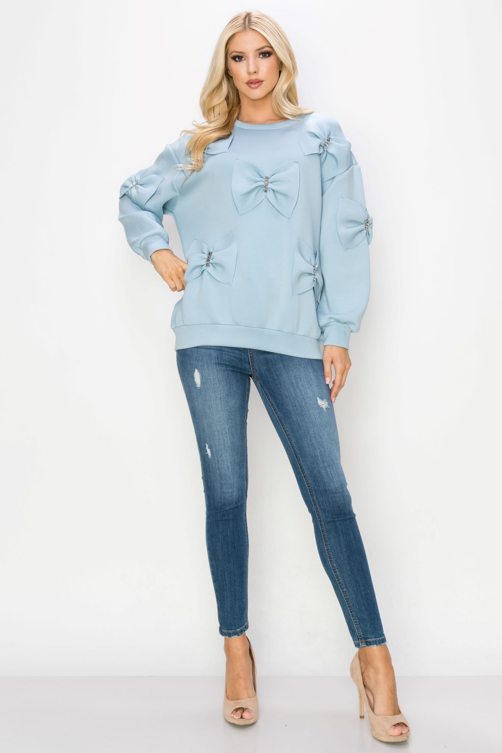 The Betsey French Scuba Ribbon Bow Top