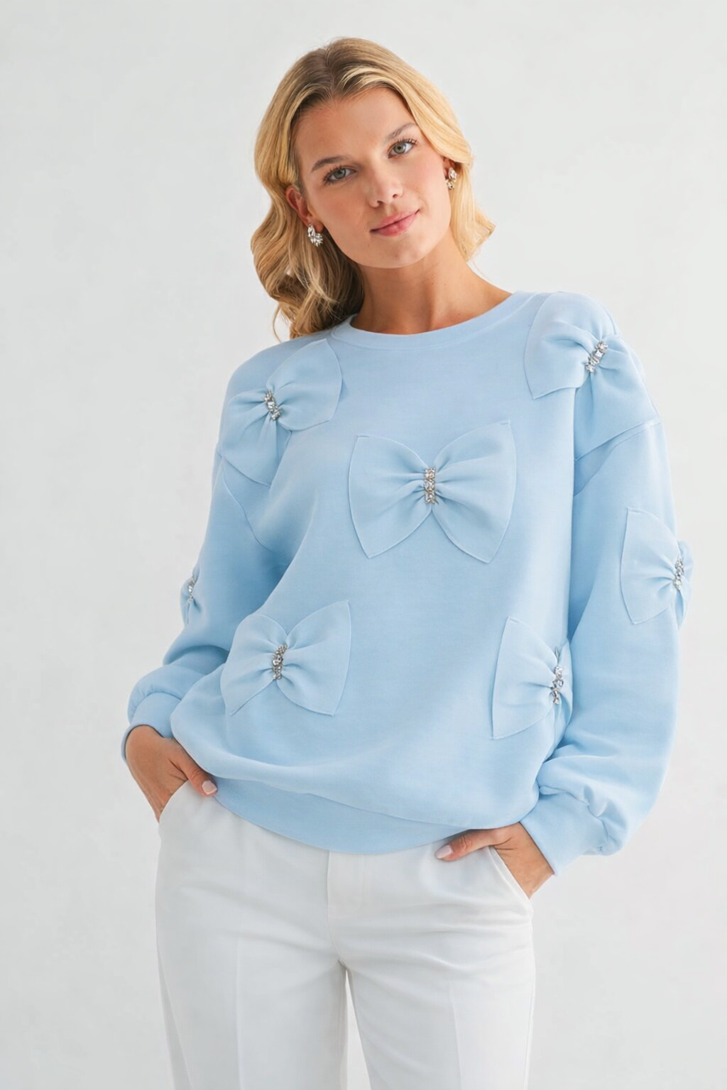 The Betsey French Scuba Ribbon Bow Top