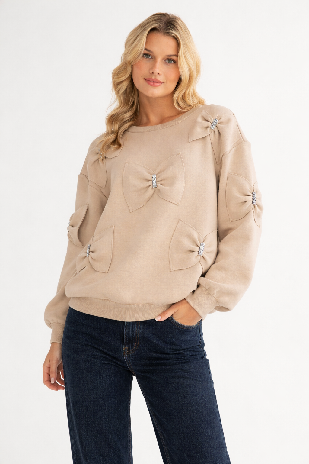 The Betsey French Scuba Ribbon Bow Top