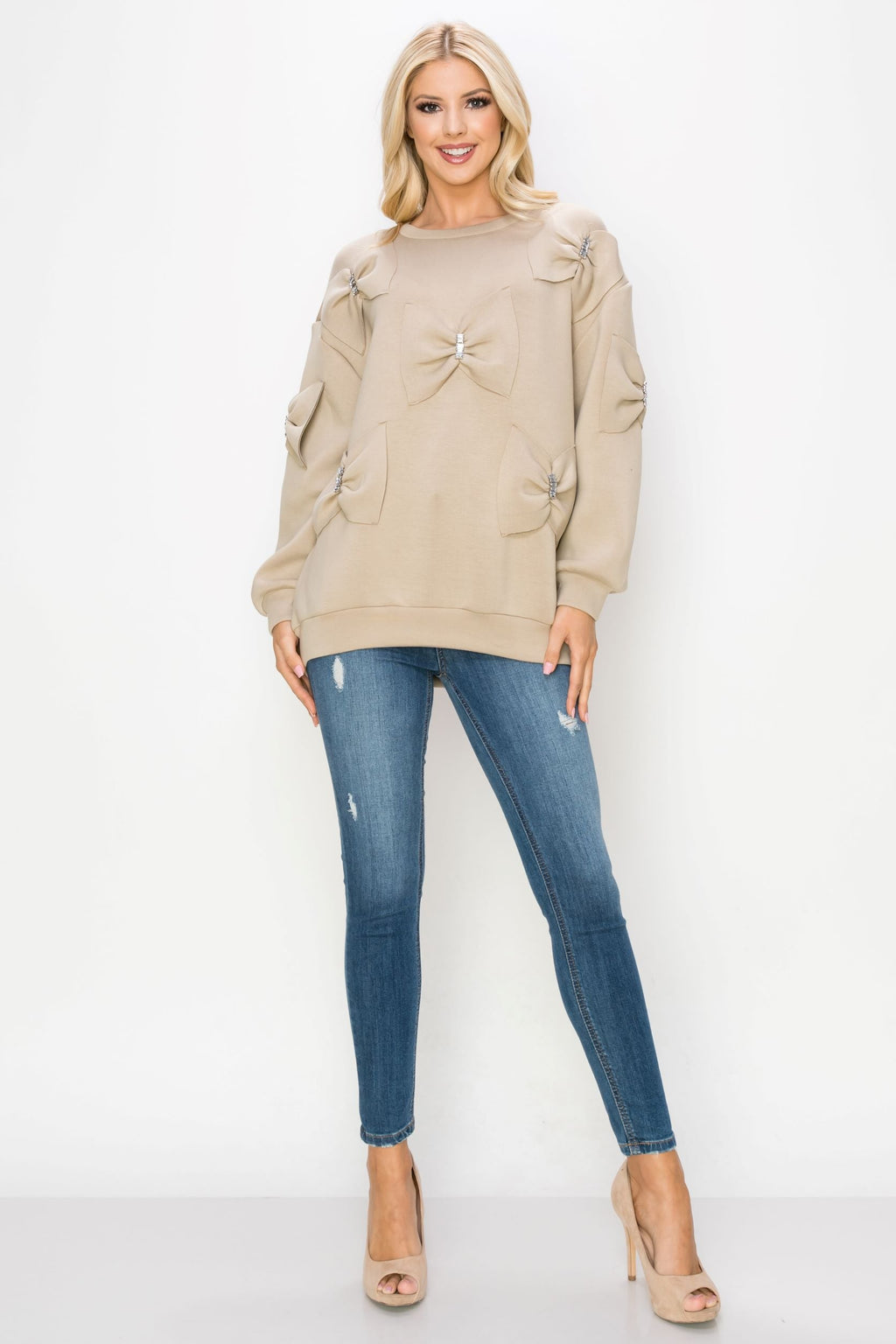 The Betsey French Scuba Ribbon Bow Top