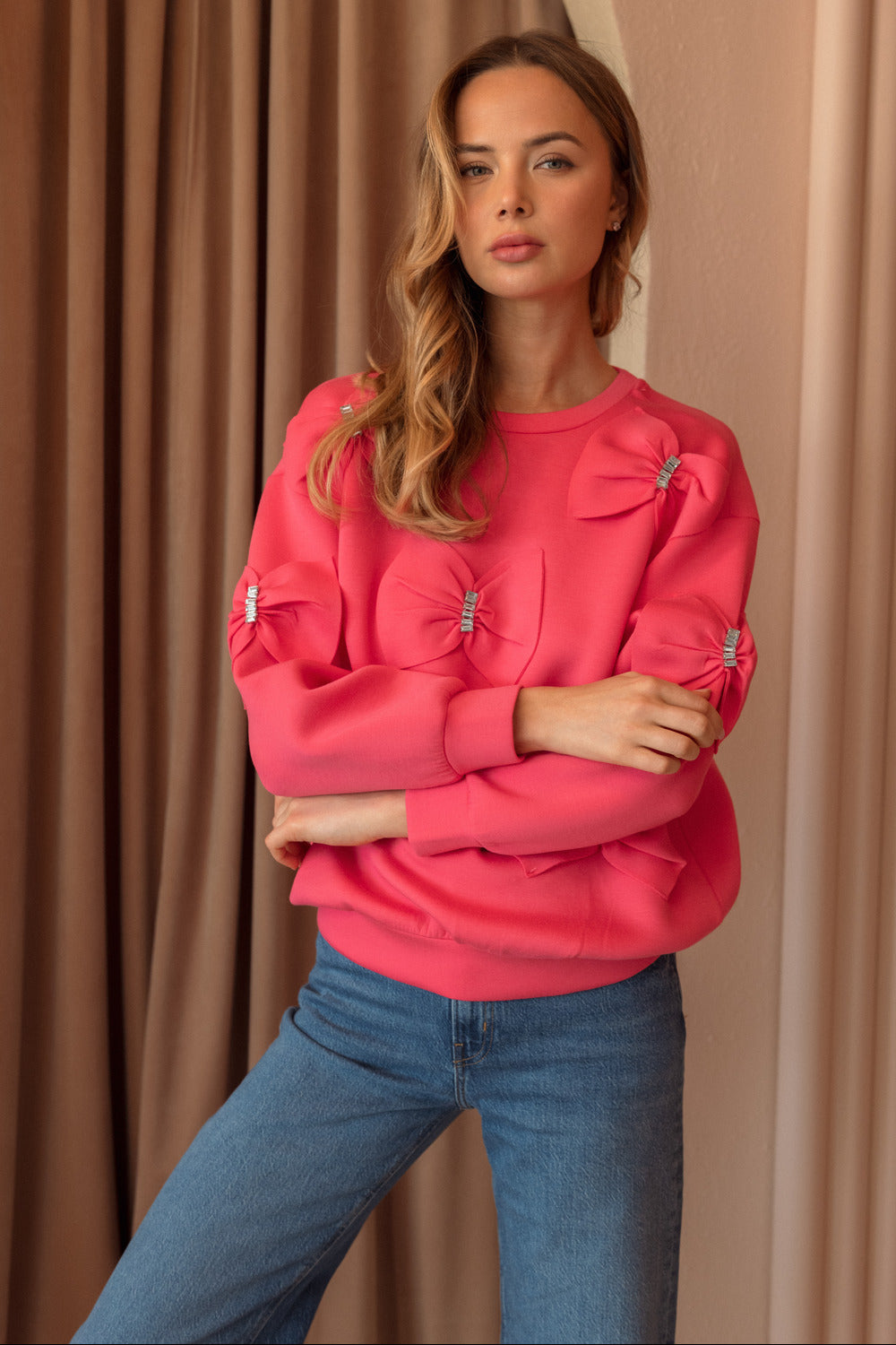 The Betsey French Scuba Ribbon Bow Top