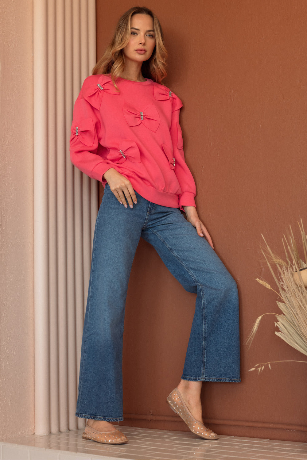 The Betsey French Scuba Ribbon Bow Top