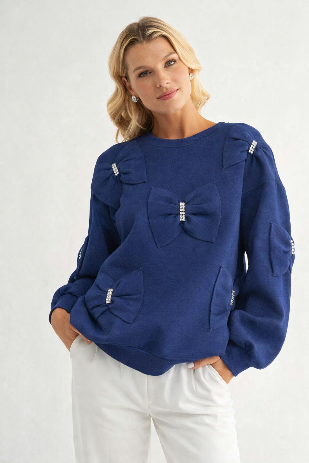 The Betsey French Scuba Ribbon Bow Top