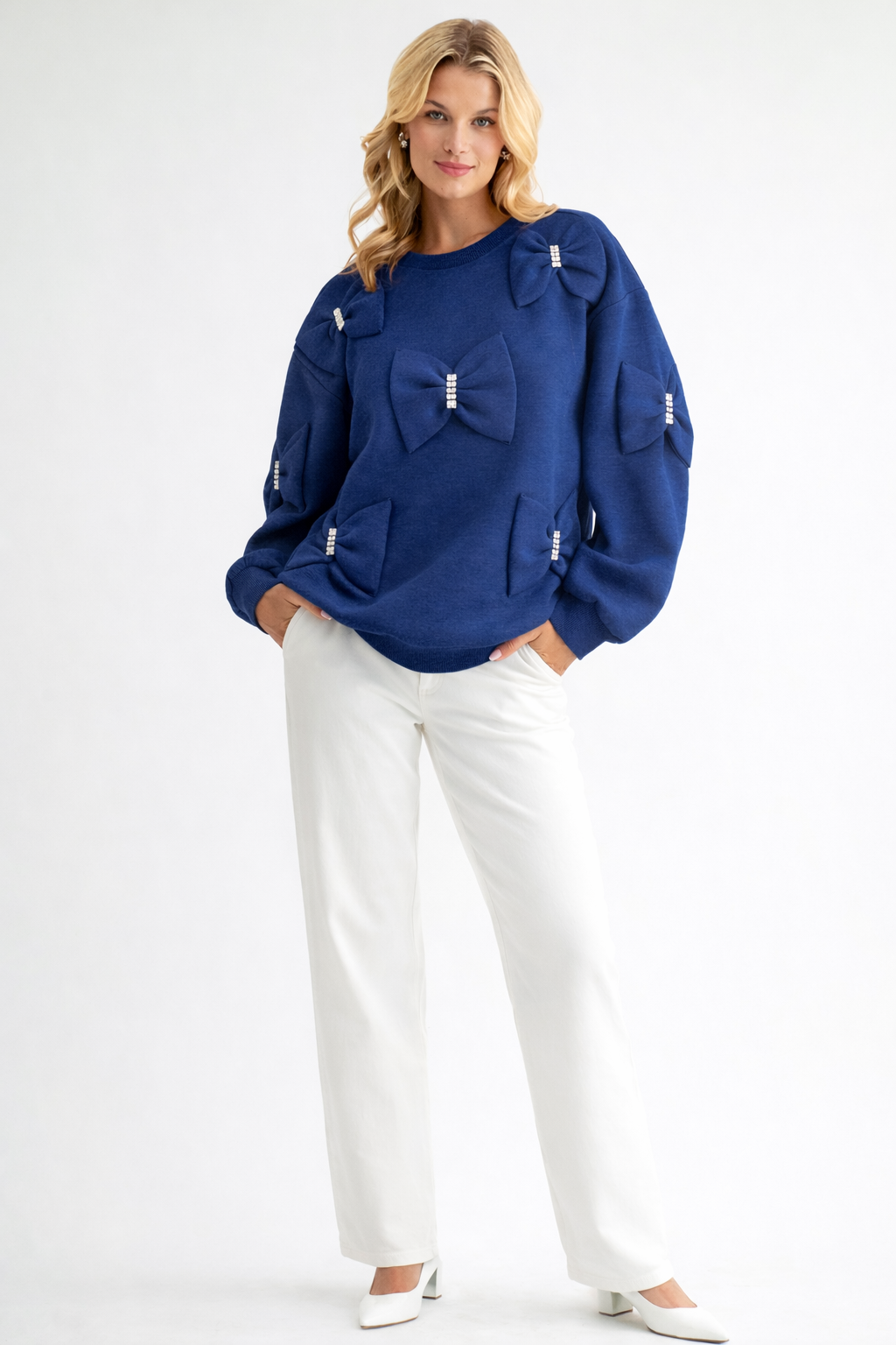 The Betsey French Scuba Ribbon Bow Top