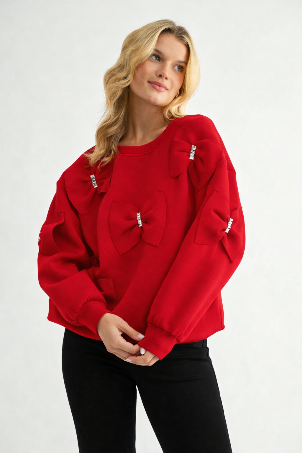 The Betsey French Scuba Ribbon Bow Top