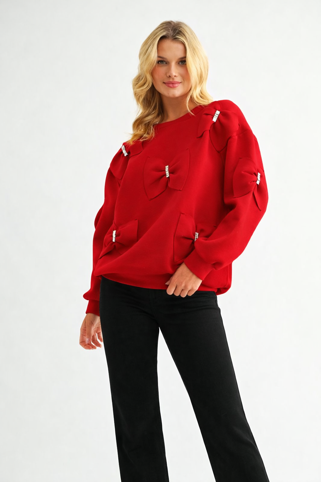 The Betsey French Scuba Ribbon Bow Top