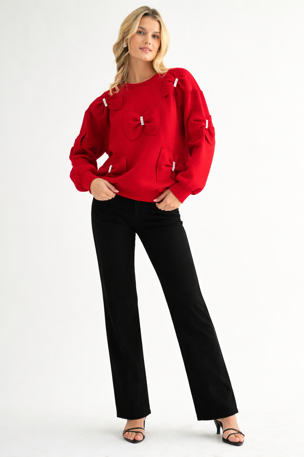 The Betsey French Scuba Ribbon Bow Top