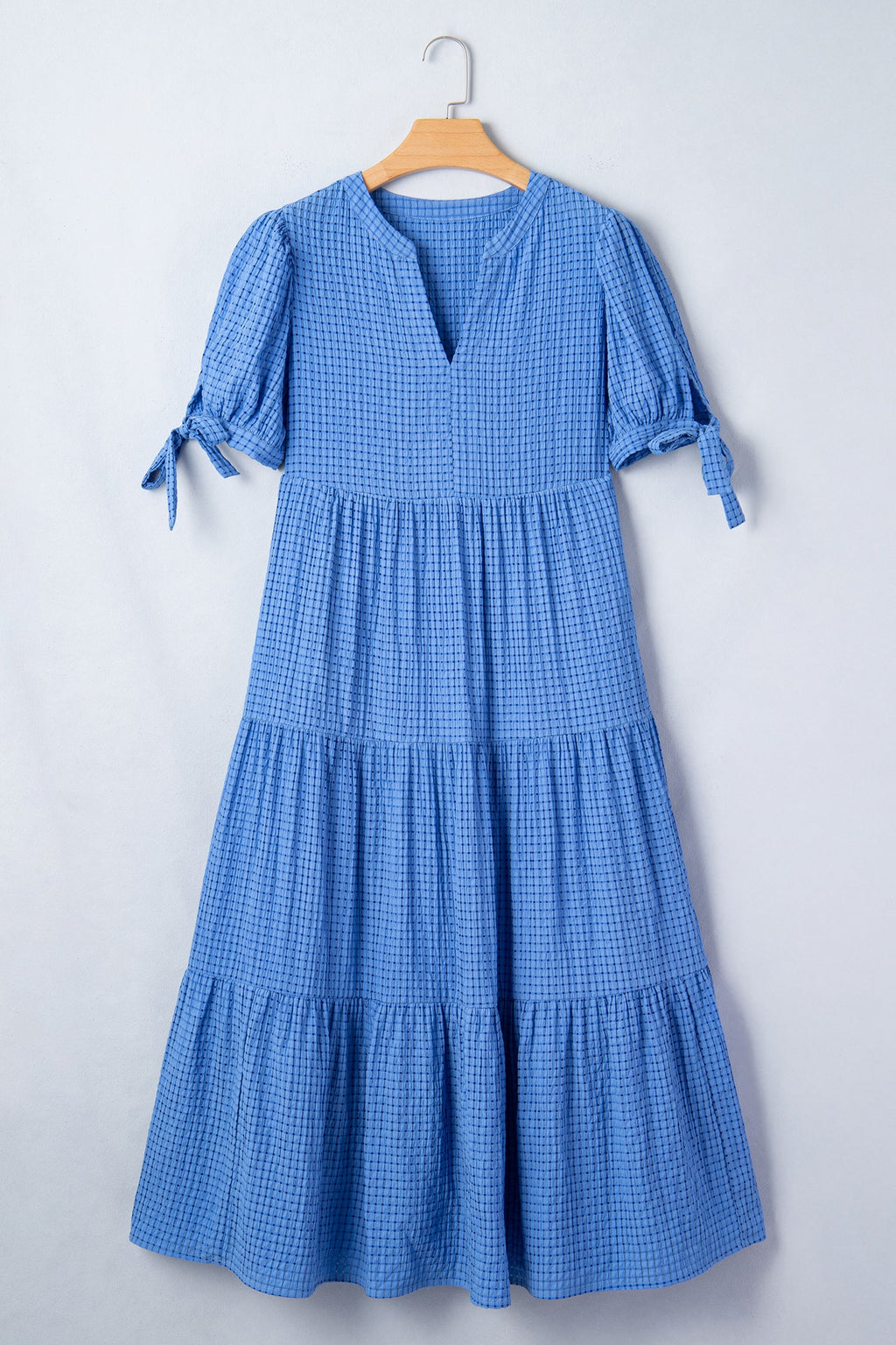 The Hartley Blue Gingham Bow Dress