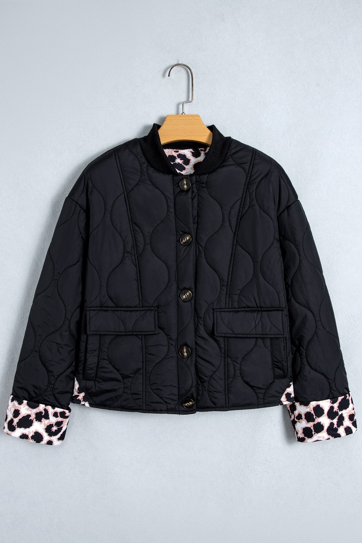 The Haisley Leopard Cuff Quilted Puffer Jacket
