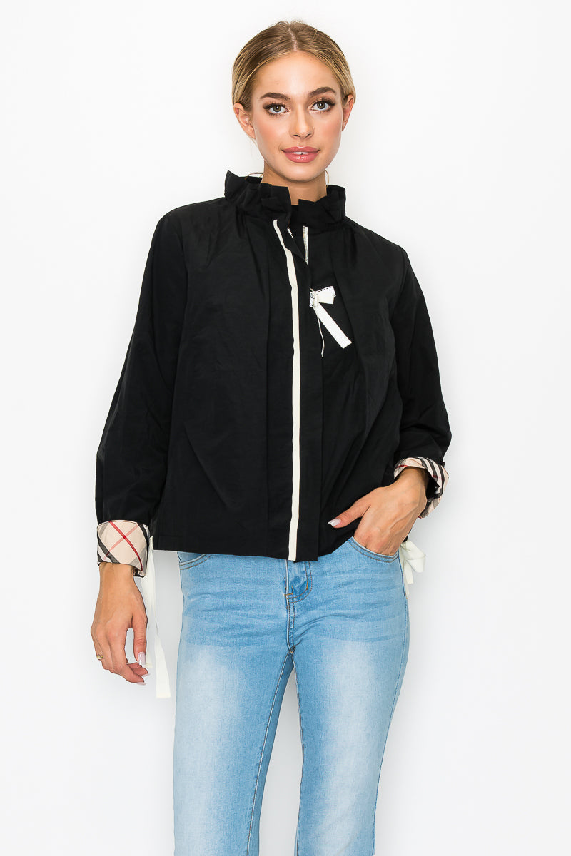 The Melody Woven Jacket with Plaid Inside Lining