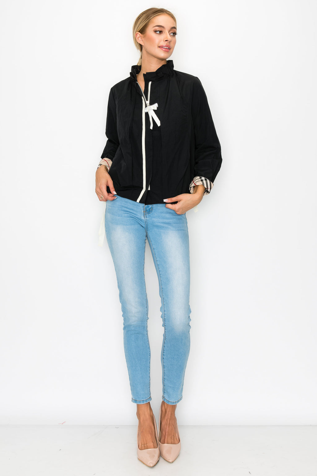 The Melody Woven Jacket with Plaid Inside Lining