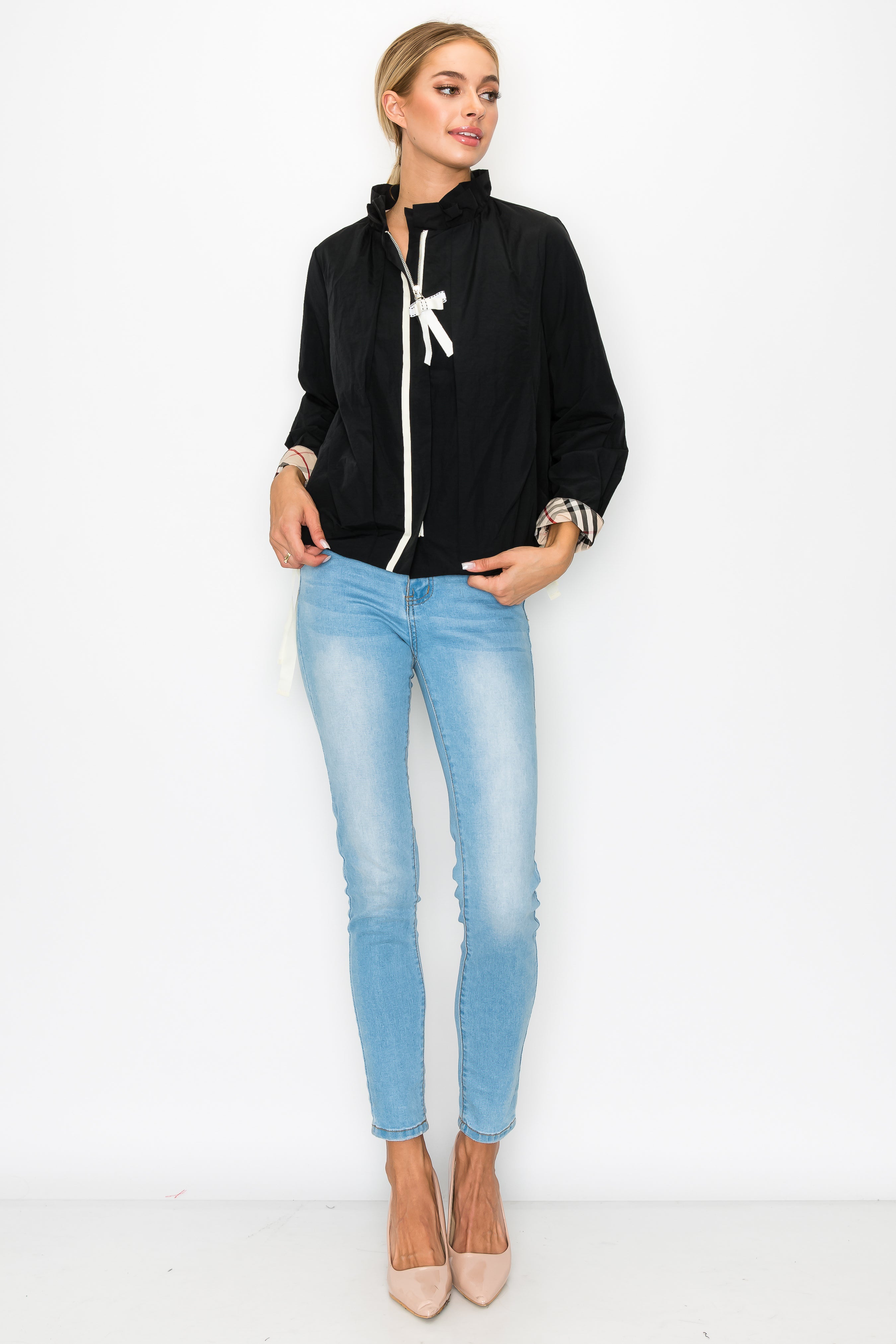 The Melody Woven Jacket with Plaid Inside Lining