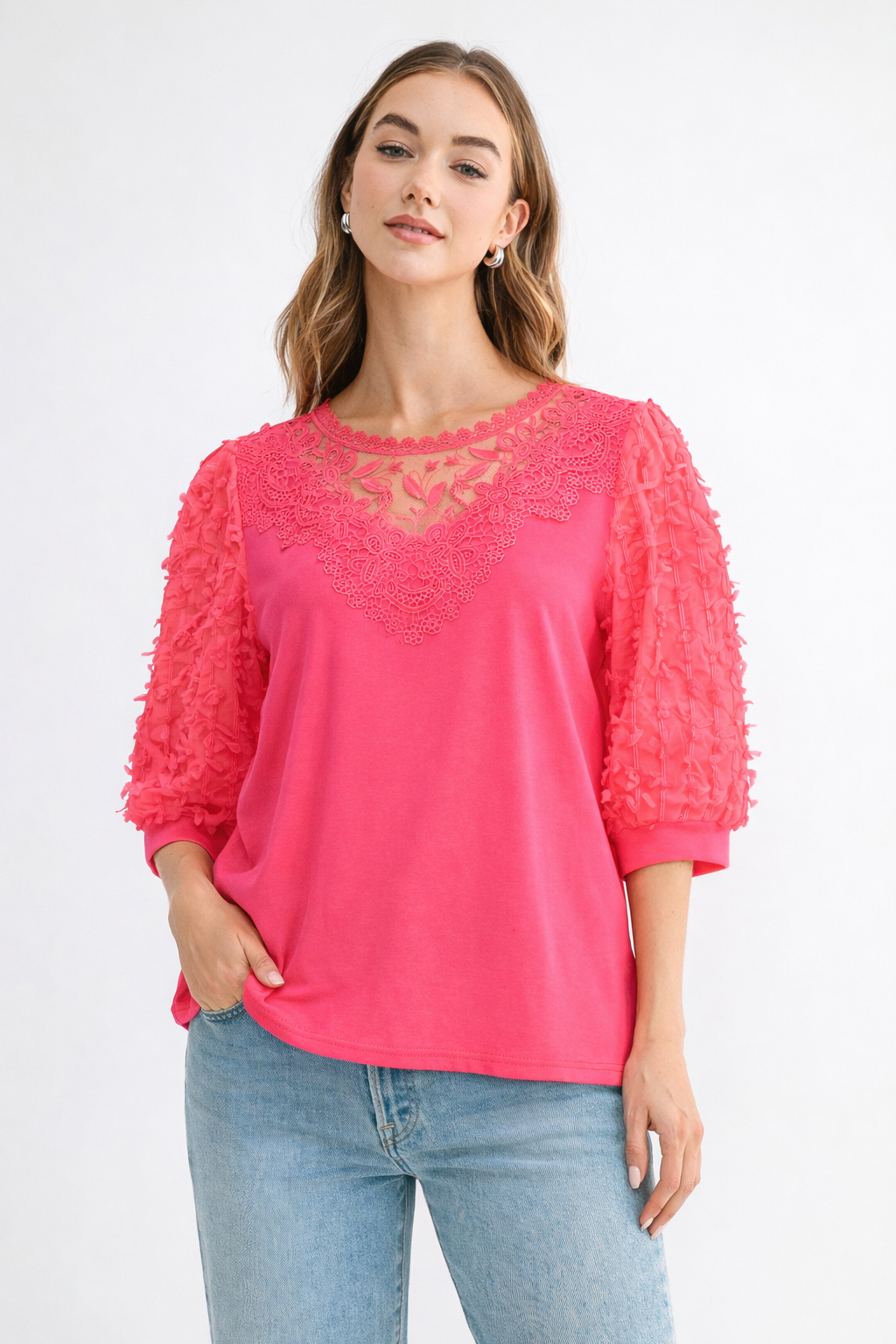 The Renae Lace Pointe Knit Top
