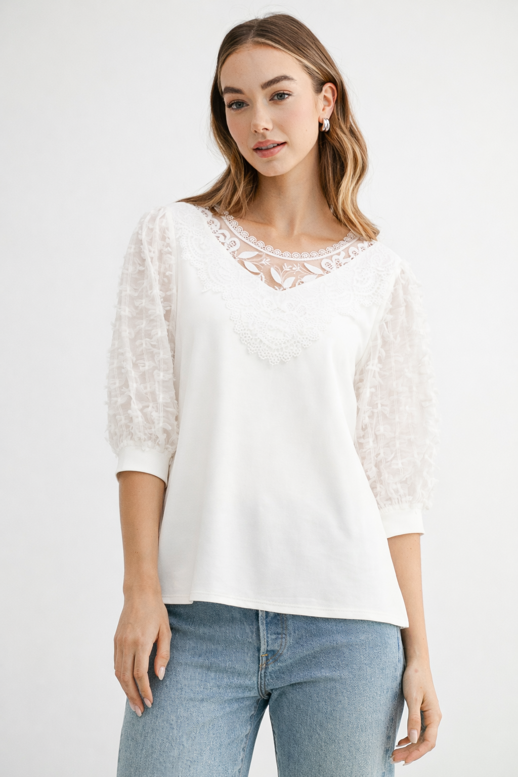 The Renae Lace Pointe Knit Top