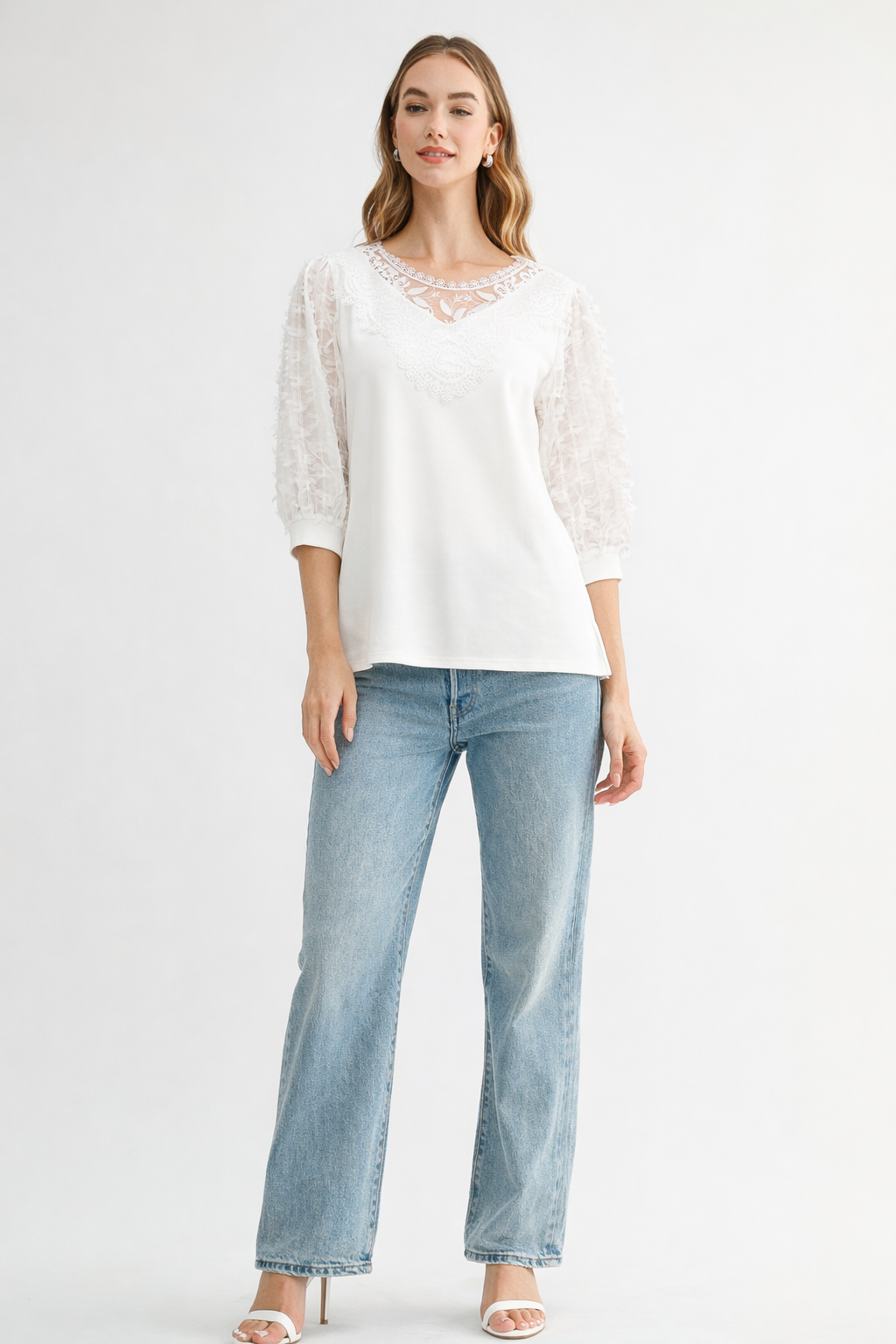 The Renae Lace Pointe Knit Top
