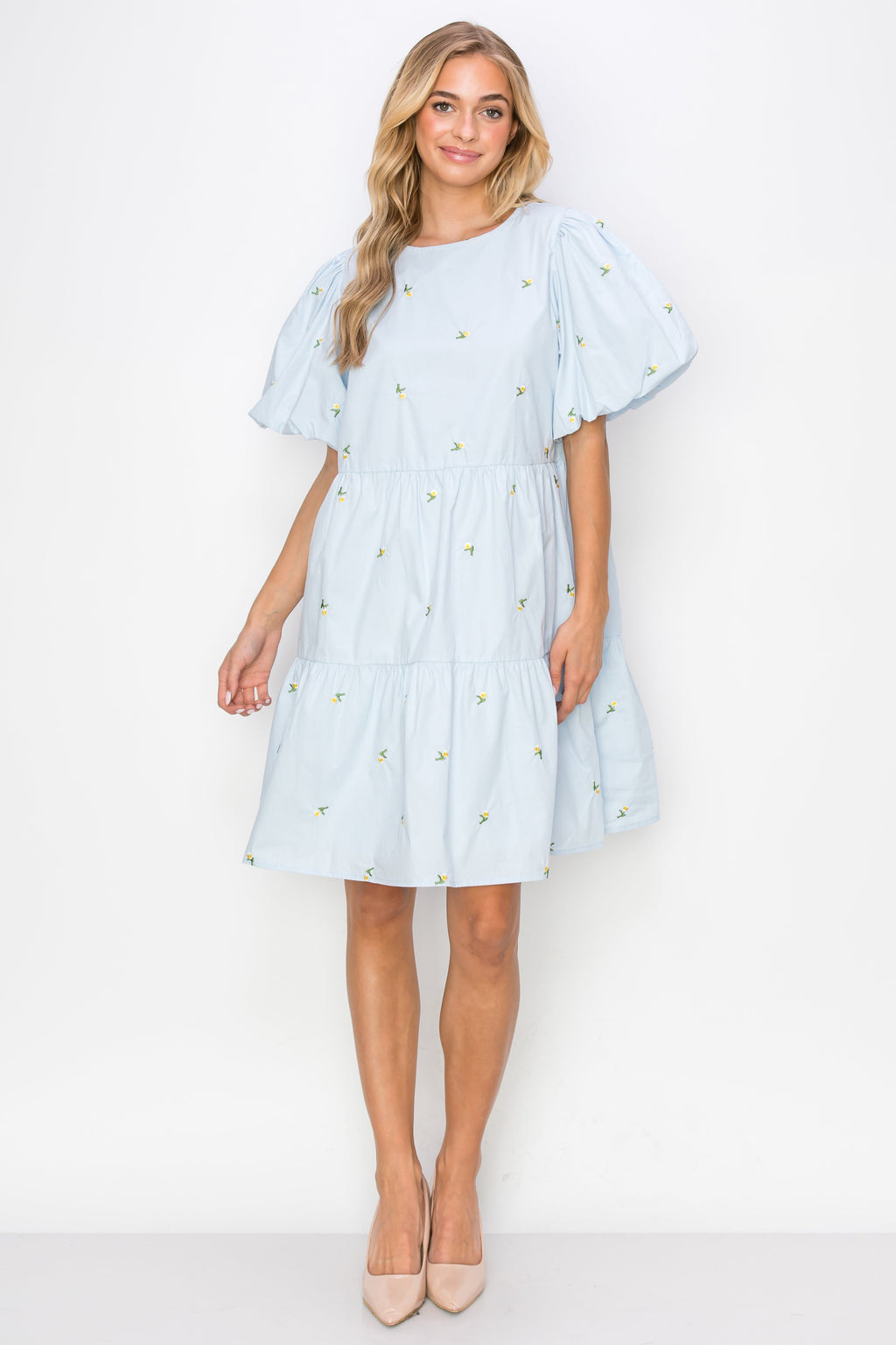 The Winslet Cotton Poplin Dress with Embroidered Summer Flowers