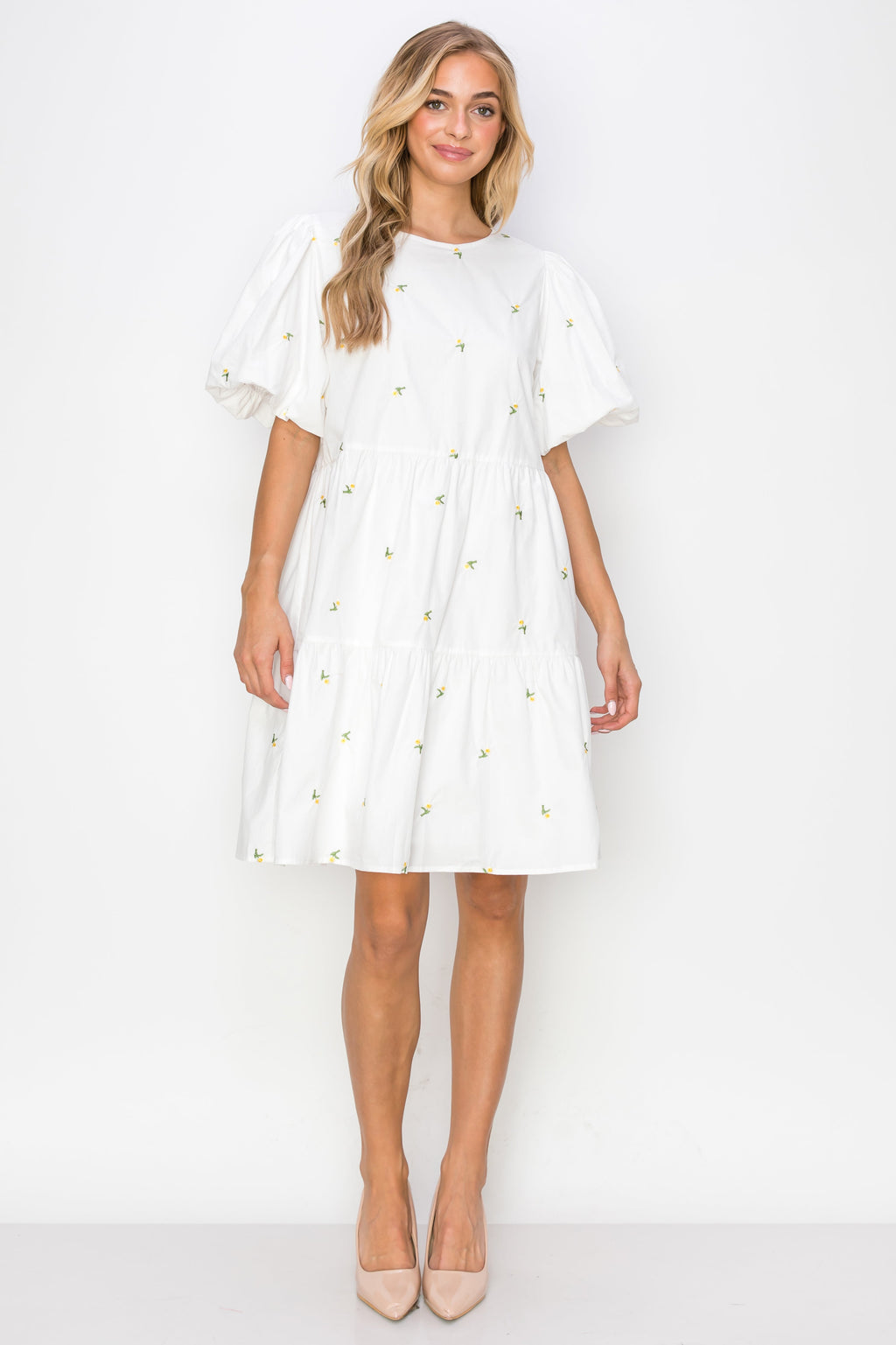 The Winslet Cotton Poplin Dress with Embroidered Summer Flowers
