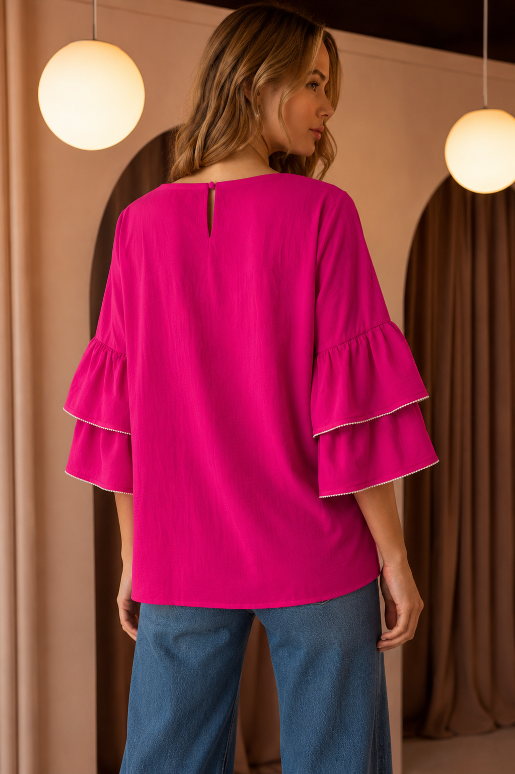 The Wesenia Ruffle Sleeve Top