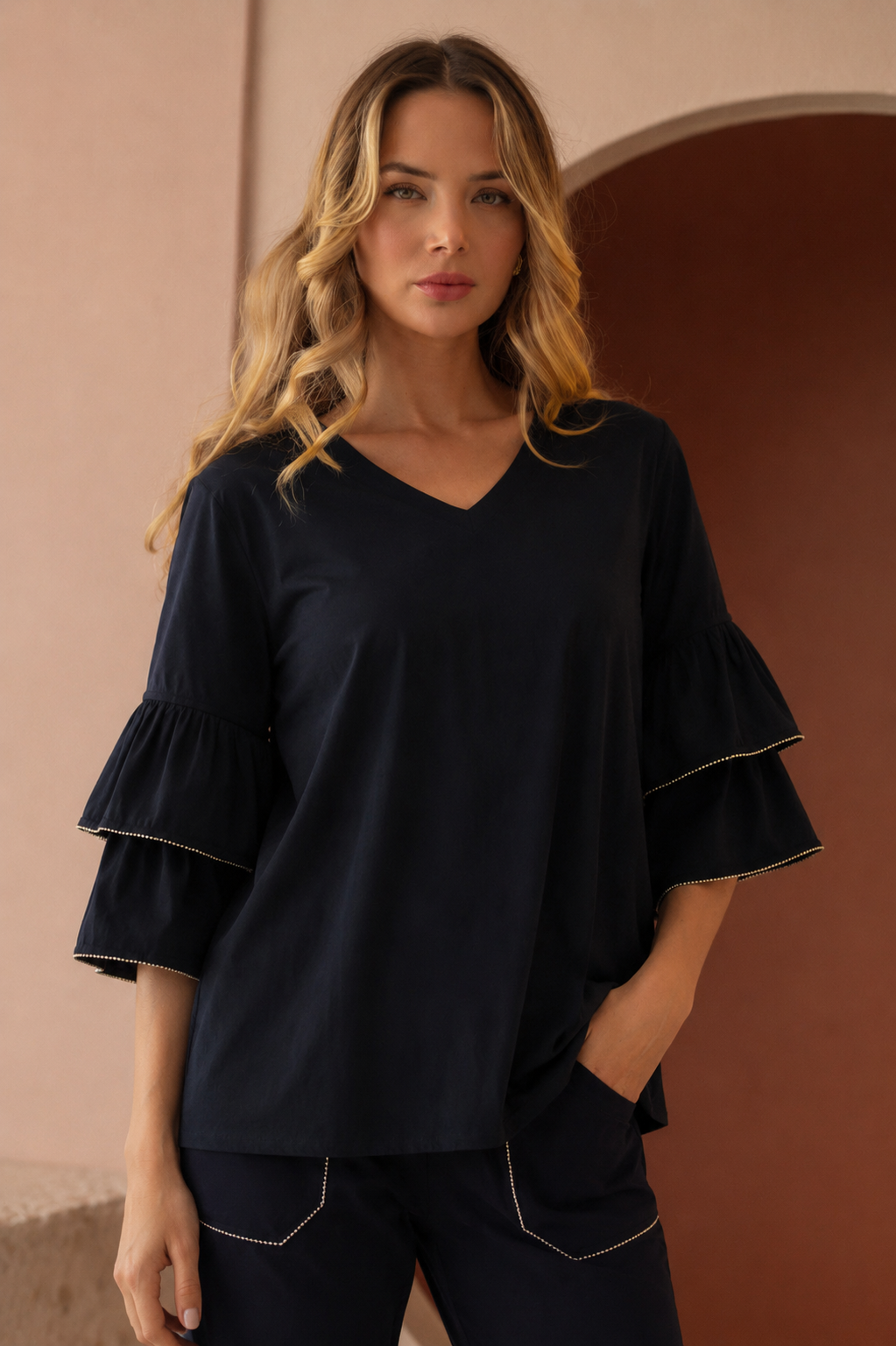 The Wesenia Ruffle Sleeve Top