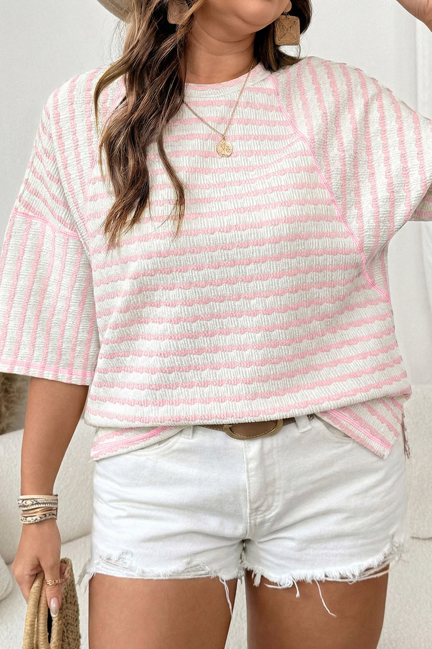 The Nellie Stripe Textured Top