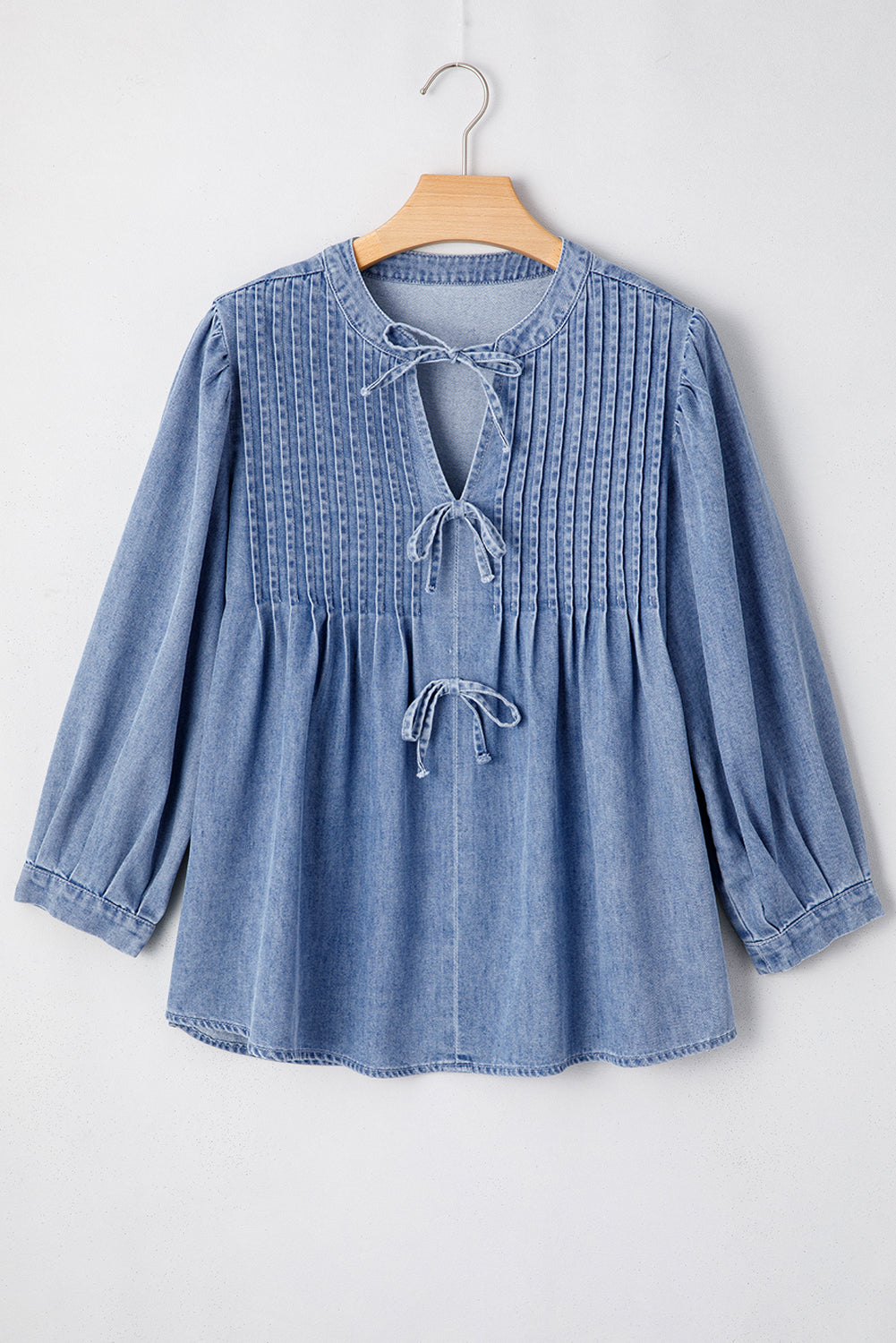 The Mae Denim Bow Tie Top