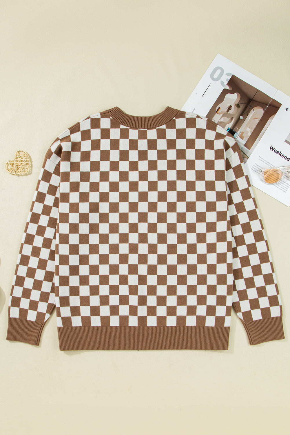 The Maxwell Checker Contrast Edge Crewneck Sweater