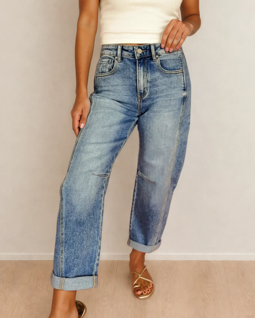 The Blythe Vintage Washed Seam Detail Jeans