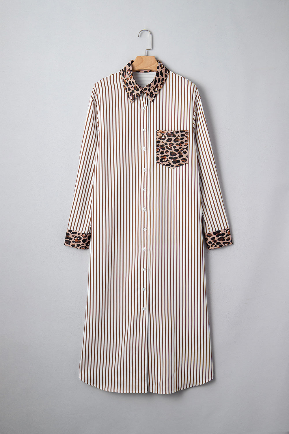 The Sophie Leopard Stripe Shirt Dress