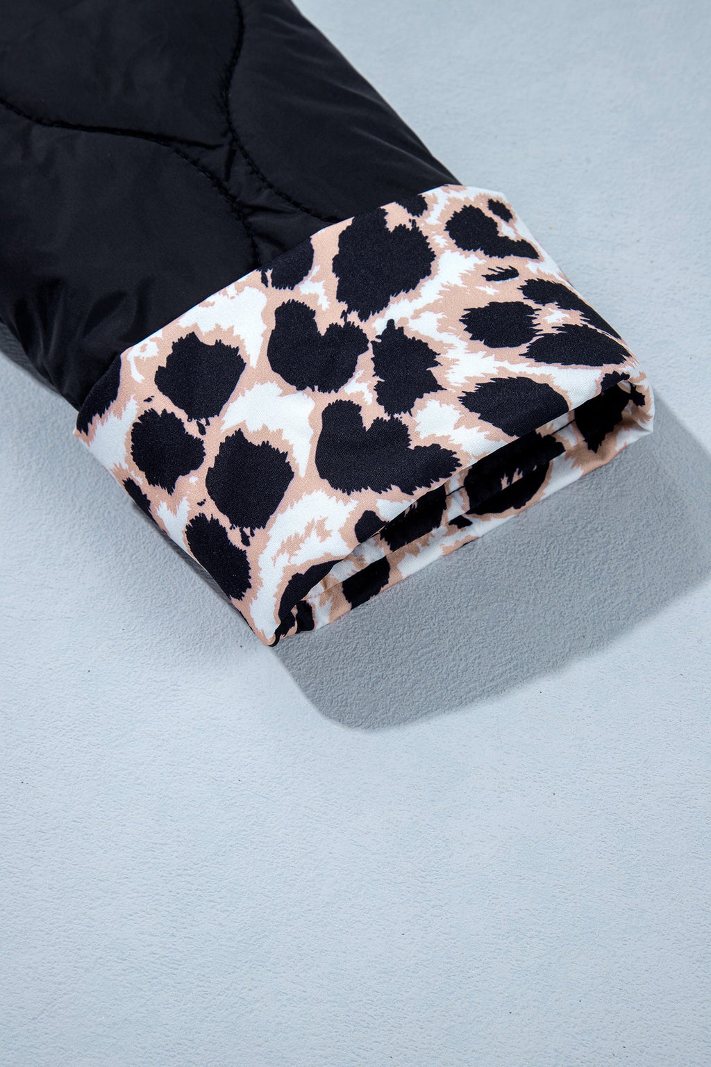 The Haisley Leopard Cuff Quilted Puffer Jacket