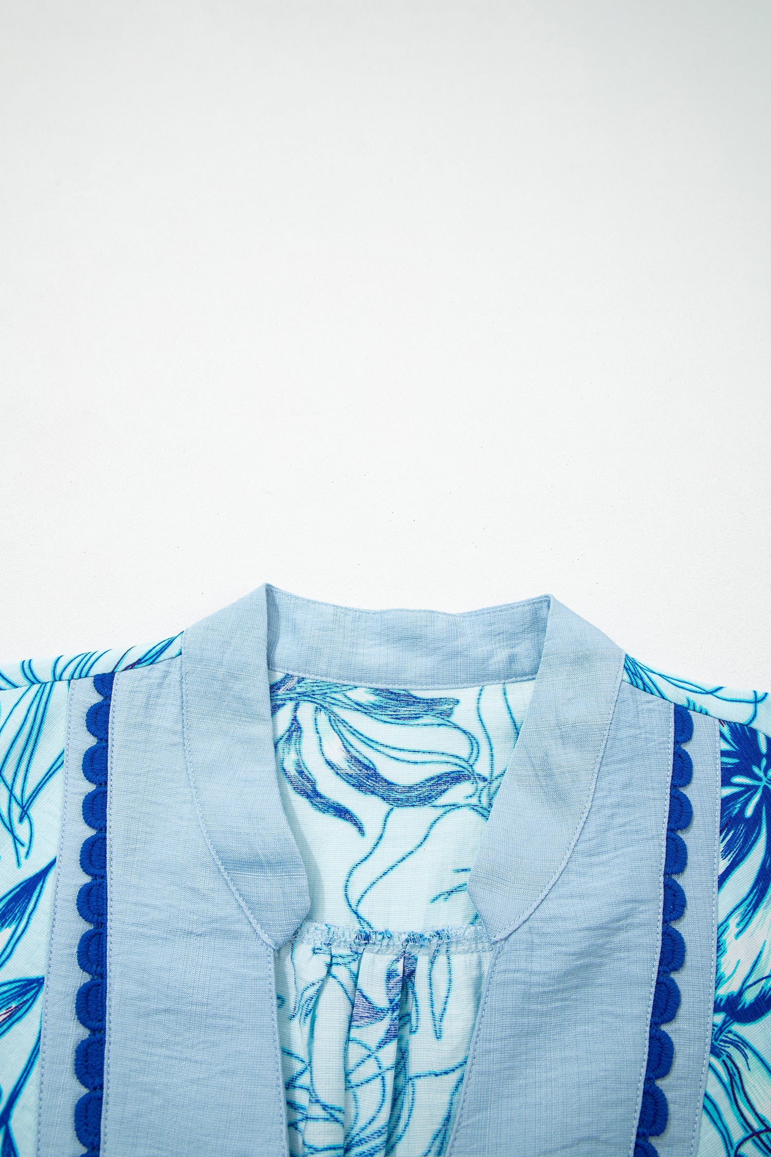 The Ivy Scallop Trim Floral Short Sleeve Blouse