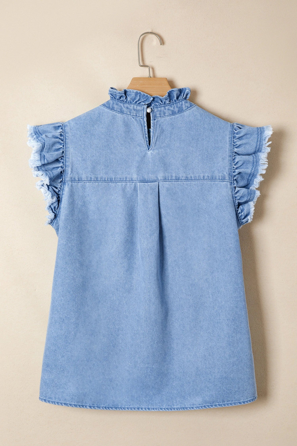 The Teagan Denim Ruffle Sleeve Top