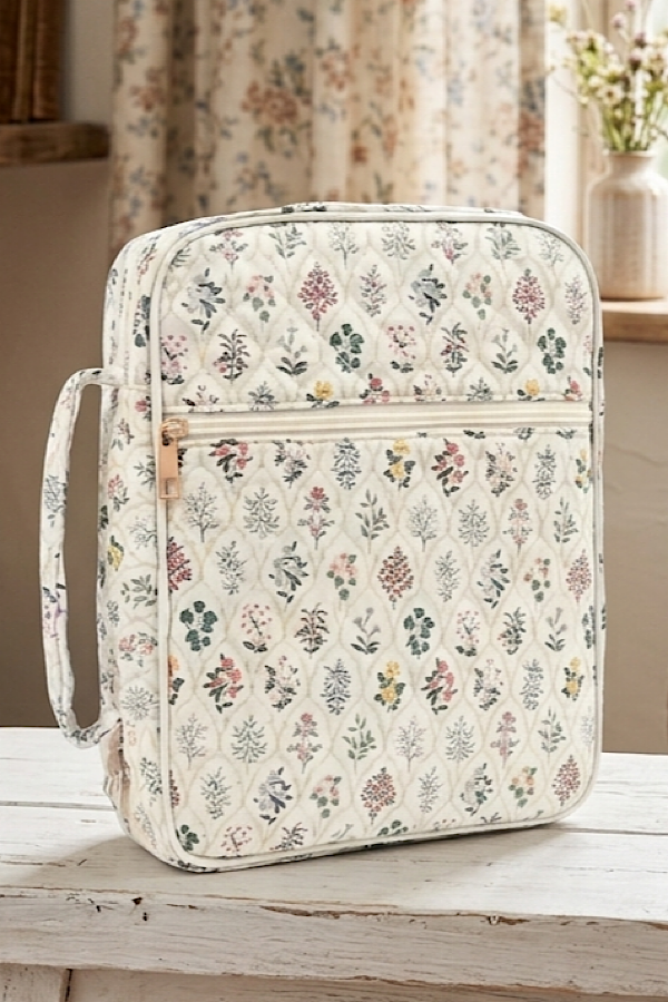 The Floral Haven Cream Zipper Bible Cover