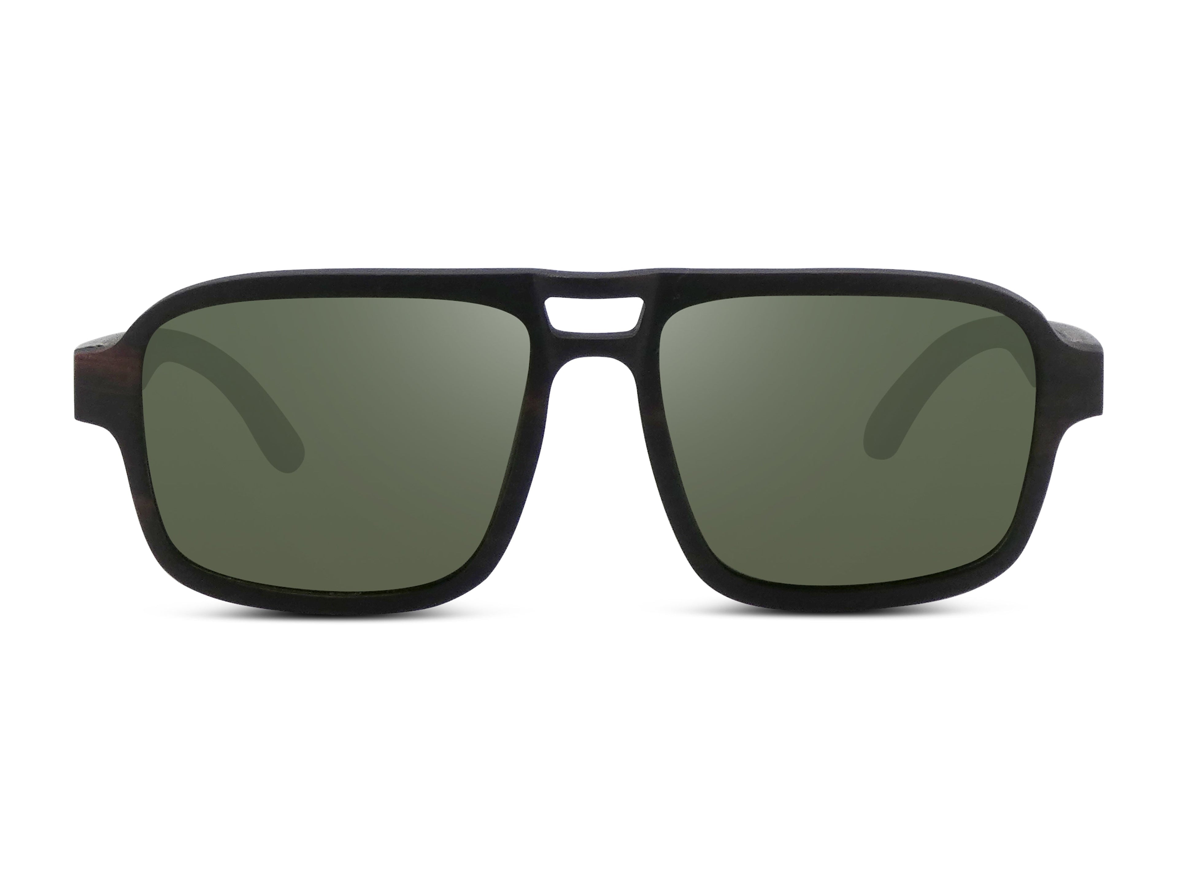 Flyer | Black w/ Green | Wooden Sunglasses