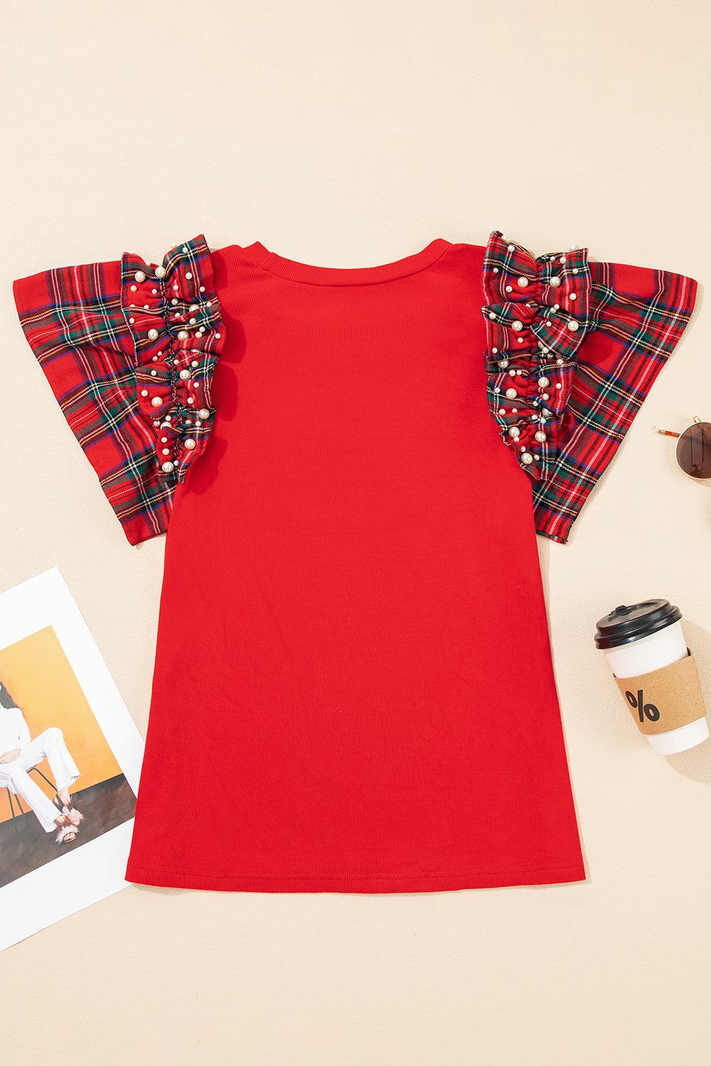 The Holly Jolly Ruffle Plaid Top