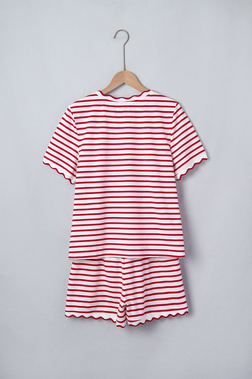The Maise Stripe Scallop Shorts Set