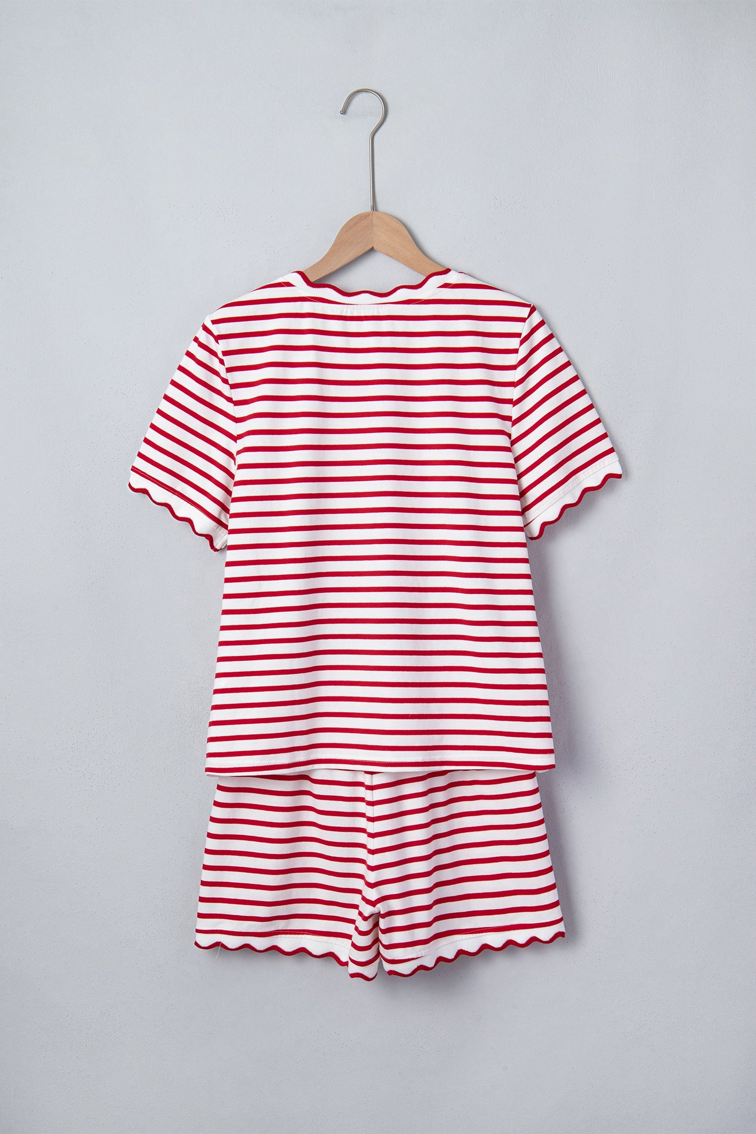 The Maise Stripe Scallop Shorts Set