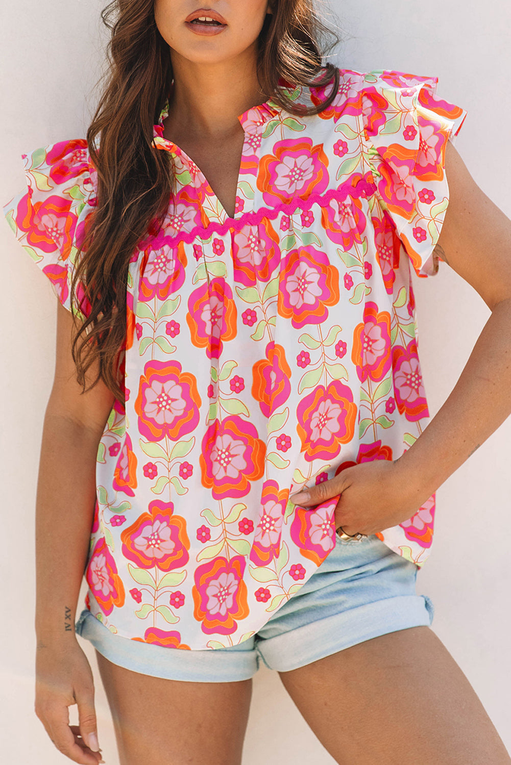 The Rosalie Floral Ruffle Blouse