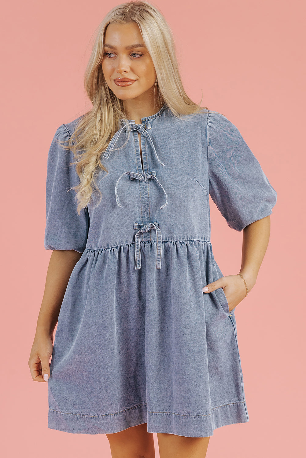 The Layla James Denim Bow Dress