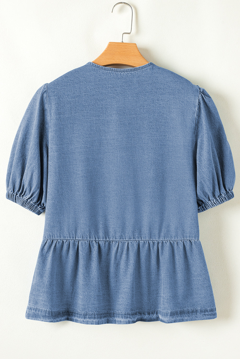 The Piper Skye Bow Peplum Denim Shirt