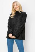 The Allie Stretch Suede Top with Ribbed Knit