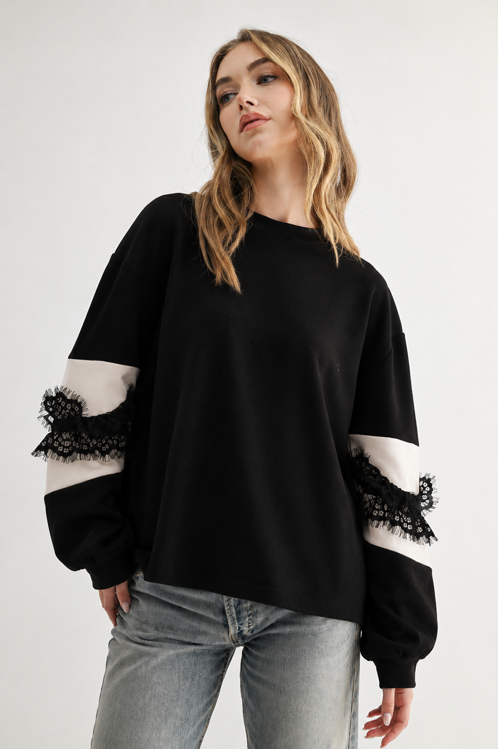 The Brielle Lace Sleeve Knit Top
