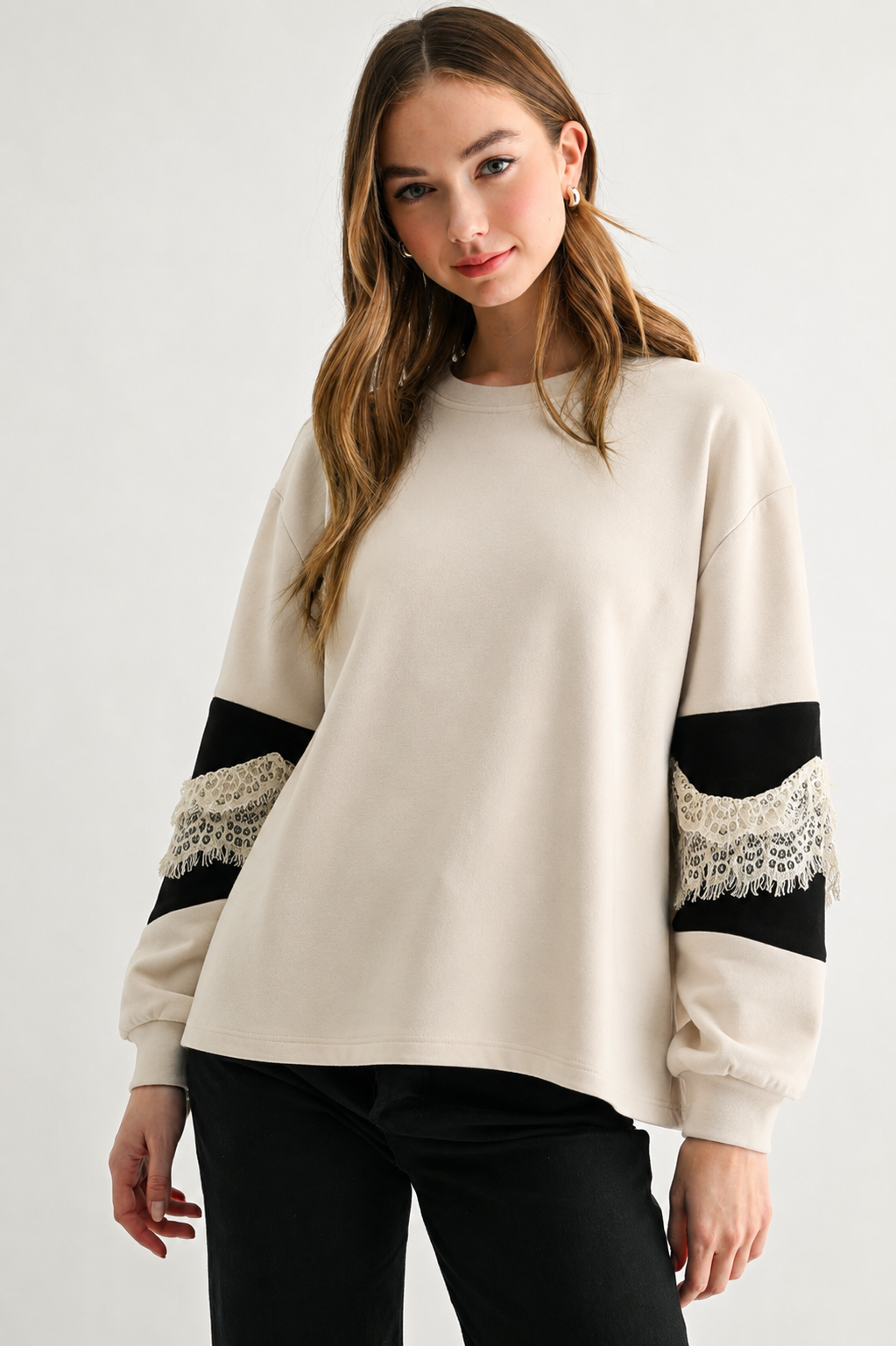 The Brielle Lace Sleeve Knit Top