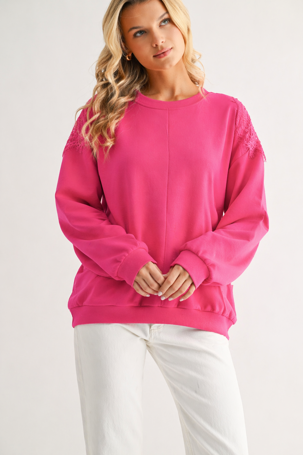 The Everly Lace Trim Knit Top