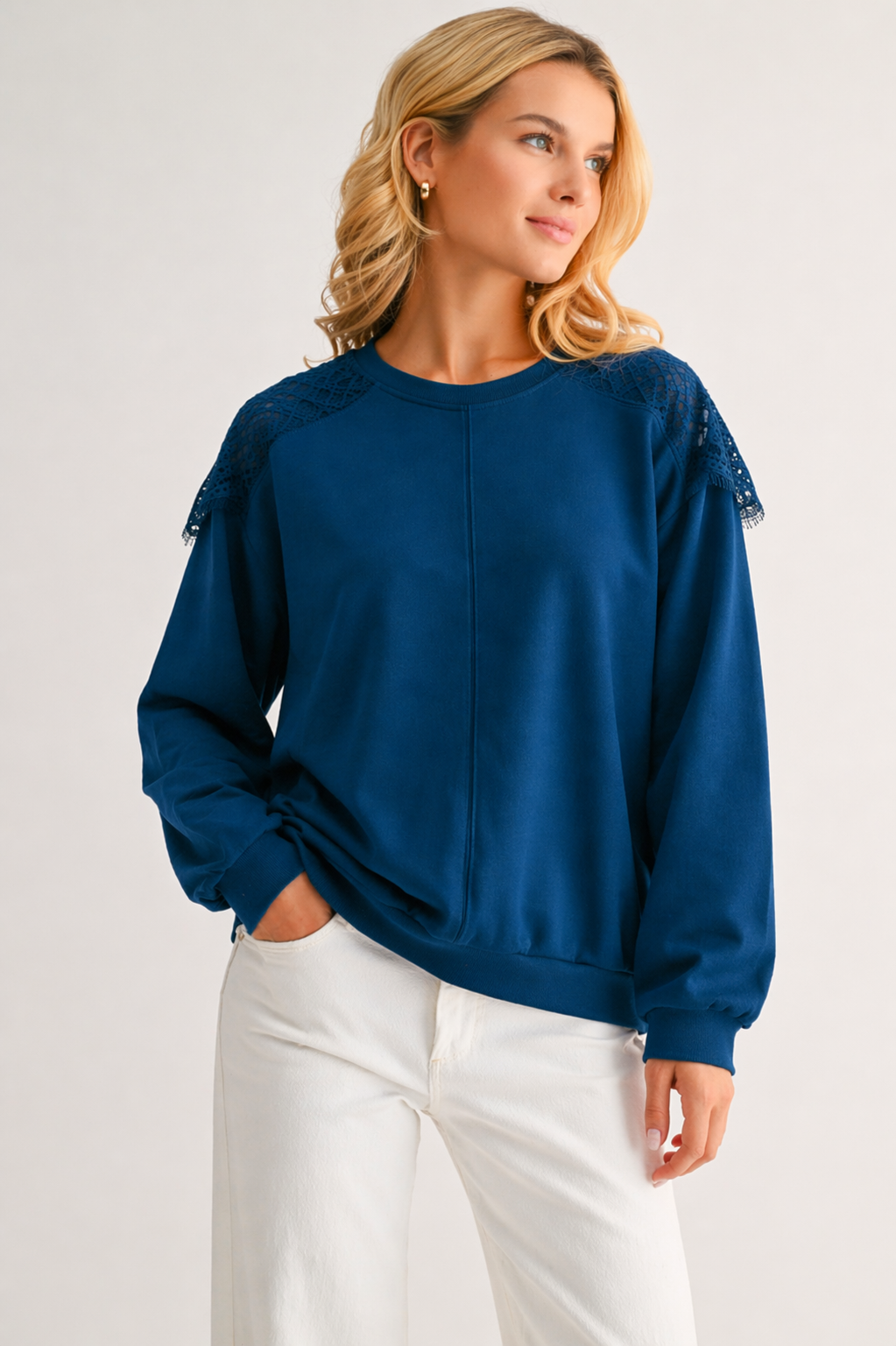 The Everly Lace Trim Knit Top