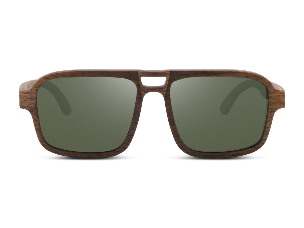 Flyer | Natural w/ Green | Wooden Sunglasses