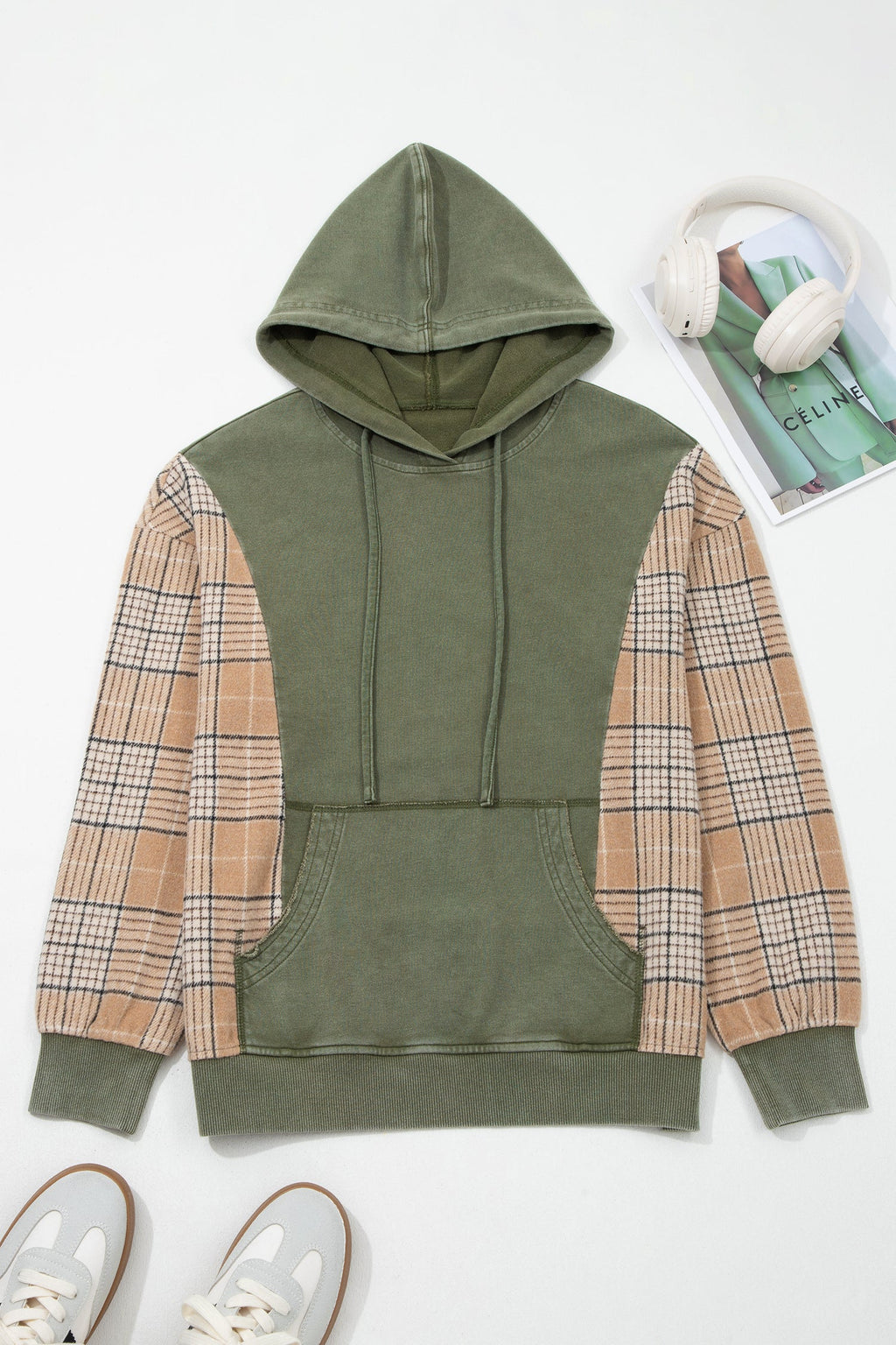 The Arden Plaid Sleeve Hoodie